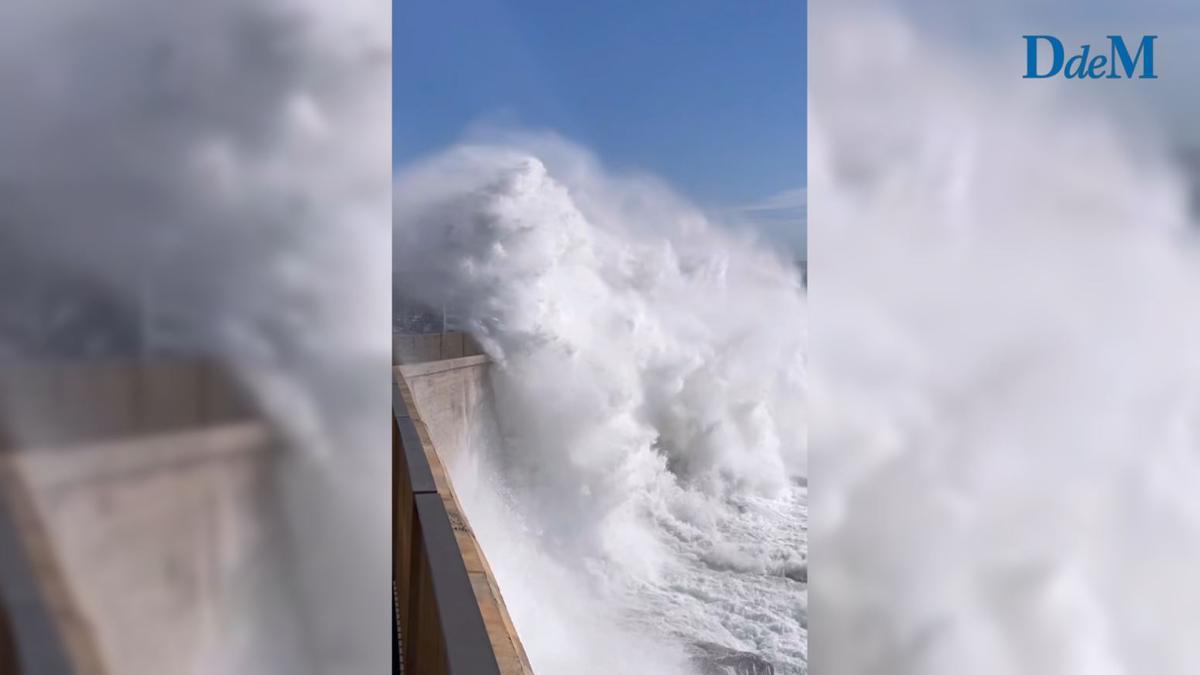 (VÍDEO) Tiempo en Mallorca | El temporal deja imágenes espectaculares del fuerte oleaje en el Dique del Oeste, en Palma