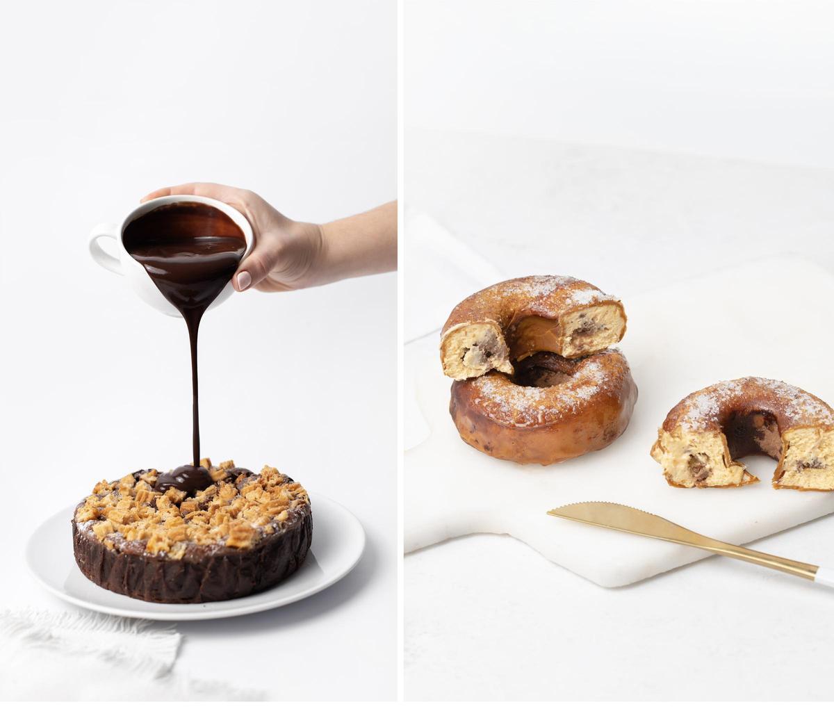 Tarta de chocolate con churros y buñuelos de Pepina Pastel.