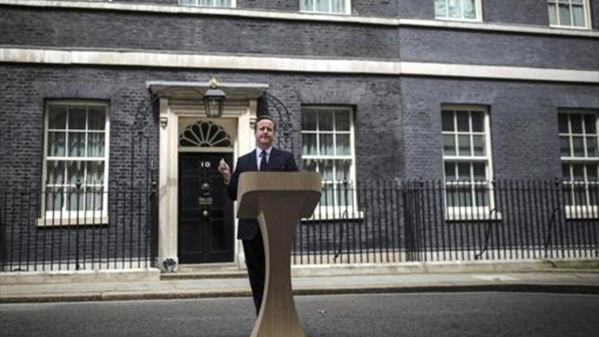 David Cameron, ayer, en la intervención ante el número 10 de Downing Street.
