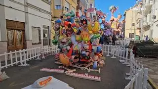Las seis fallas de Tavernes de la Valldigna trabajan a contrarreloj para completar la Plantà