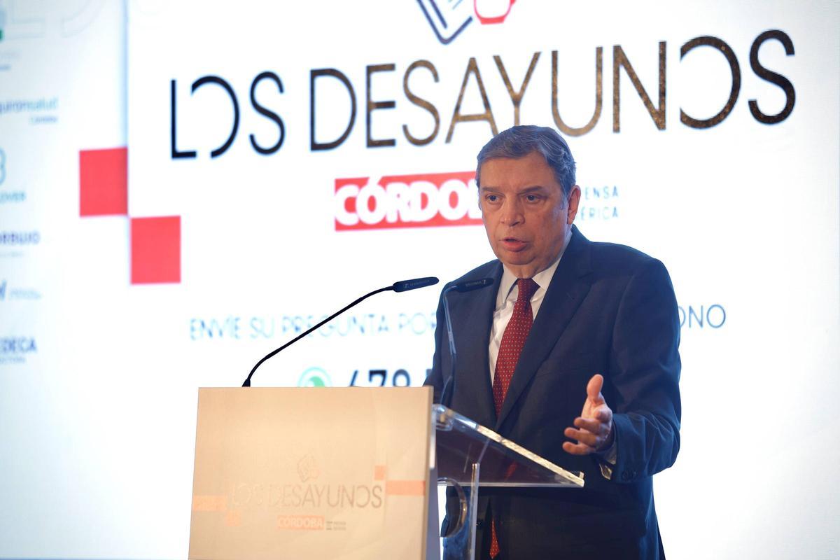 Luis Planas, este lunes durante su intervención en Los Desayunos de DiarIo CÓRDOBA.