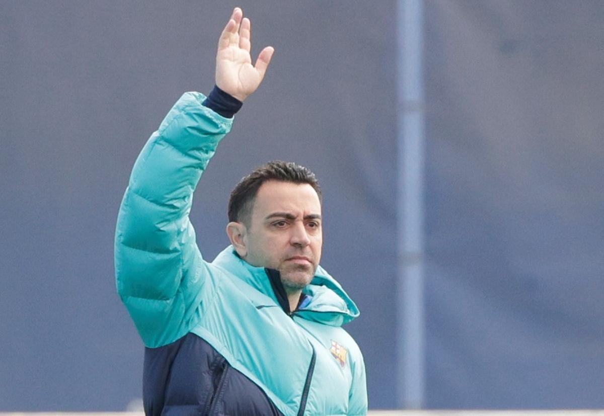 Xavi Hernández, en el entrenamiento previo al Athletic-Barça.