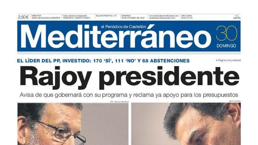 Rajoy presidente y Sánchez disidente, en la portada de Mediterráneo