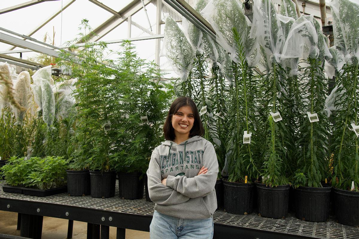 Sara Álvarez, en los invernaderos de la Universidad de Michigan.