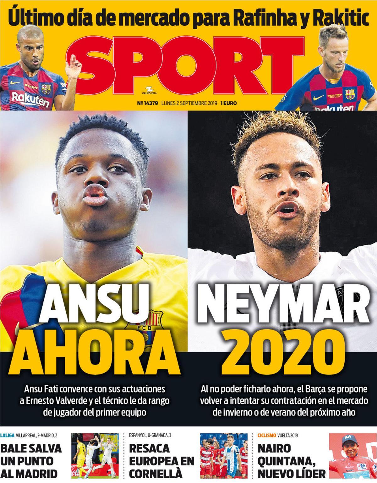 Esta es la portada del 2 de septiembre de 2019 Esta es la portada del 2 de septiembre de 2019