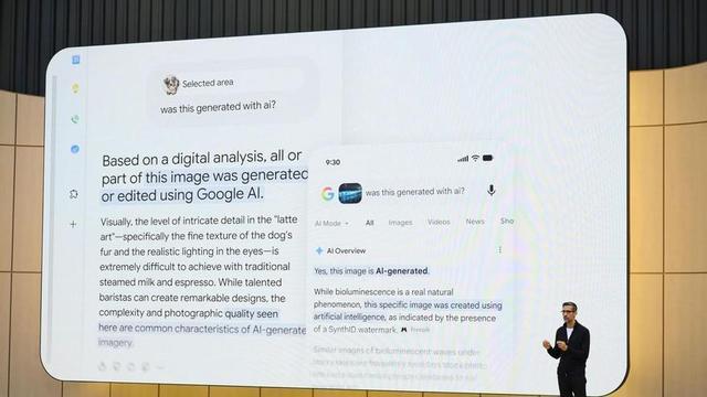 El director executiu d’Alphabet, Sundar Pichai, durant la presentació del nou cercador en la conferència de desenvolupadors Google I/O