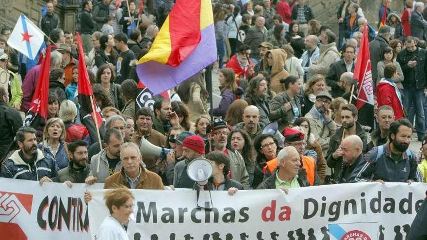 Llegada de la marcha al Obradoiro, en Santiago. // X. Álvarez