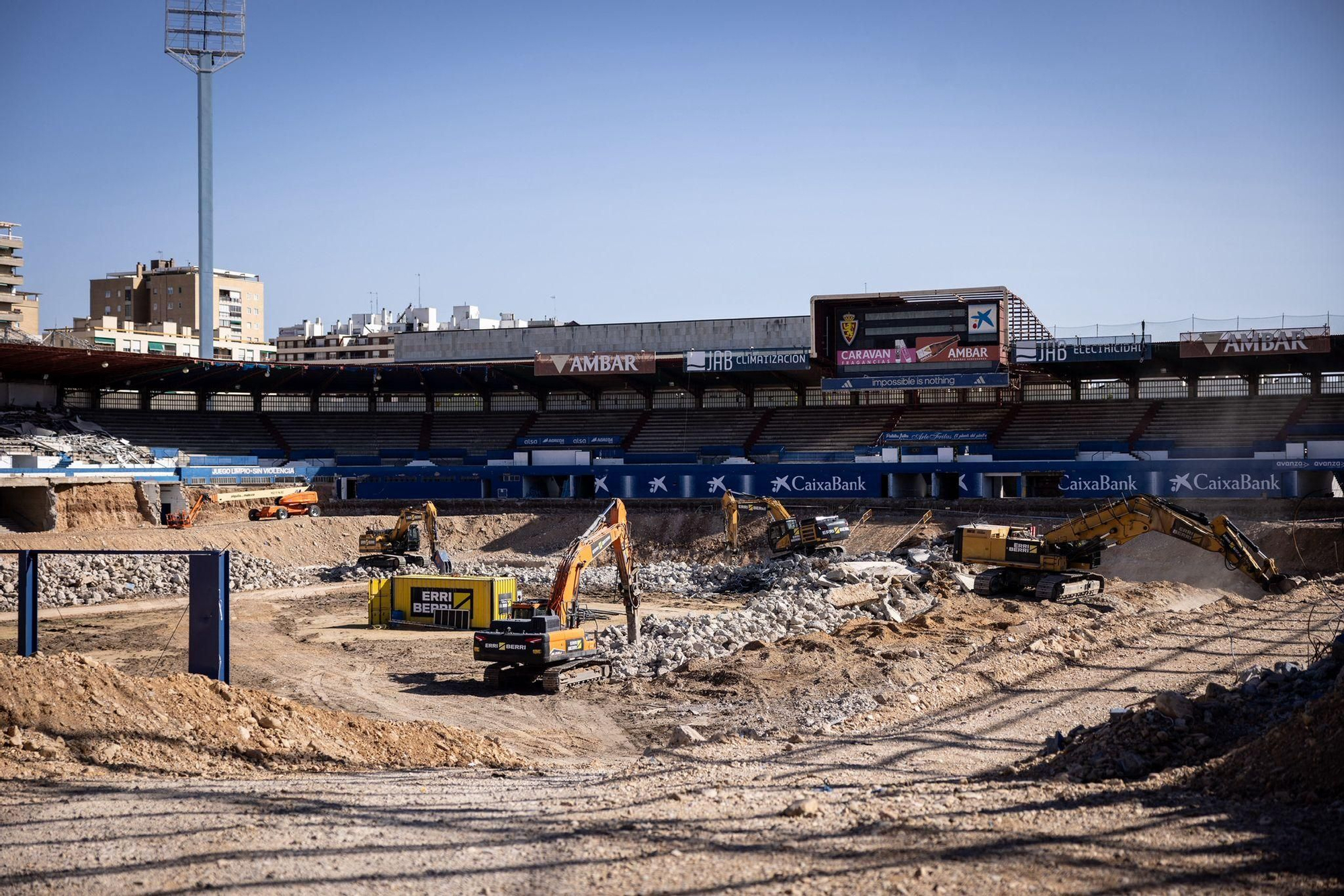 En imágenes | Visita a las obras de La Romareda cuando se cumple un año del inicio de los trabajos