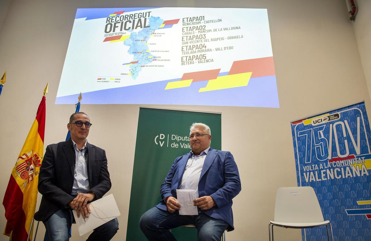 El Pati dels Scala de la Diputació de València ha acogido este martes la presentación de las dos etapas de la 75 edición de la Volta a la Comunitat Valenciana -VCV- que transcurrirán íntegramente por la provincia de Valencia.