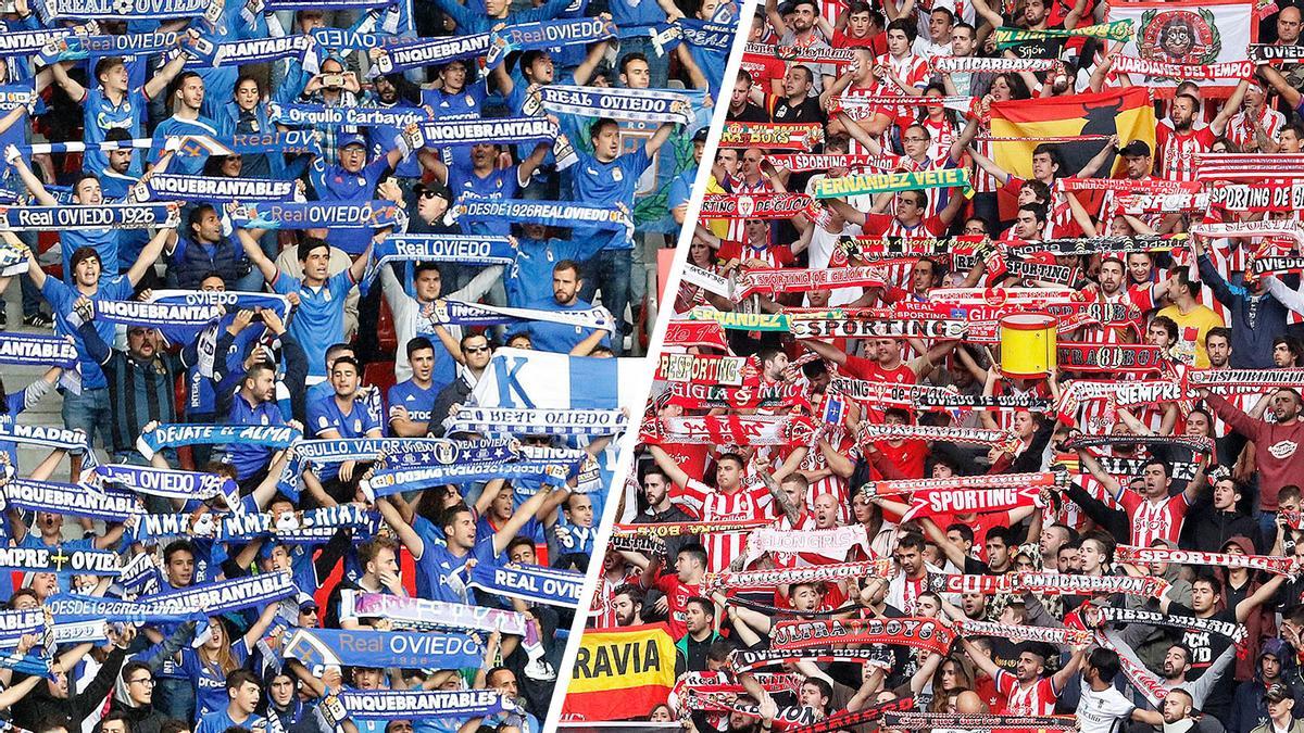Las aficiones del Oviedo y del Sporting
