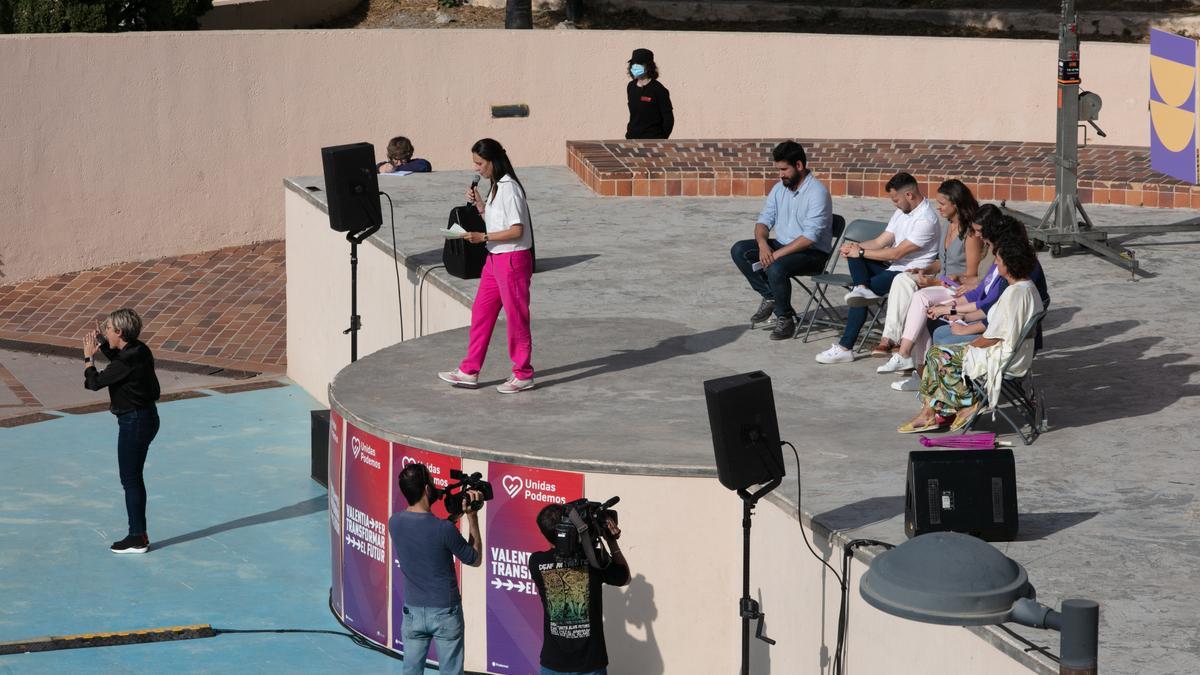 Guadalupe Nauda en un mitin reciente en Ibiza.