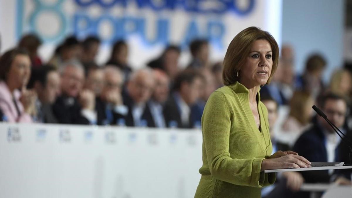 María Dolores de Cospedal, en la clausura del congreso del PP nacional, el pasado 12 de febrero.