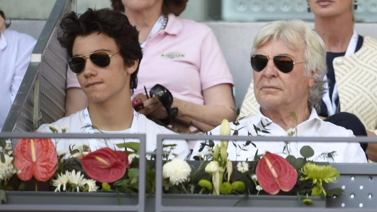 Ángel Nieto, junto a su hijo Hugo, en el Masters Series de tenis de 2016.