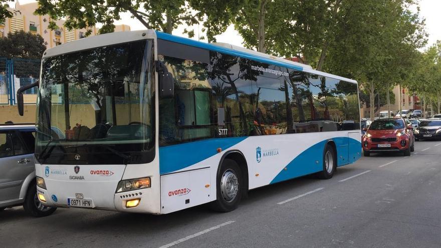 Un autobús del servicio de transporte urbano, durante uno de sus recorridos en Las Albarizas.