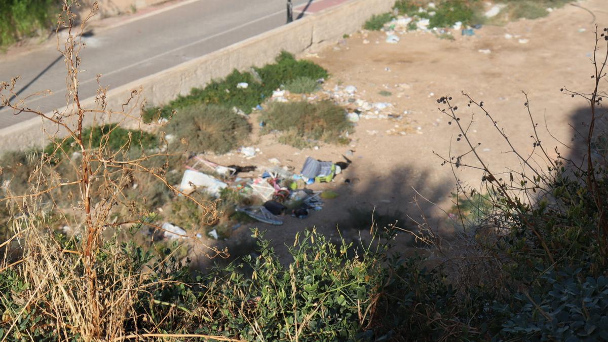 Suciedad acumulada en el parque 'Trinidad Segura'.