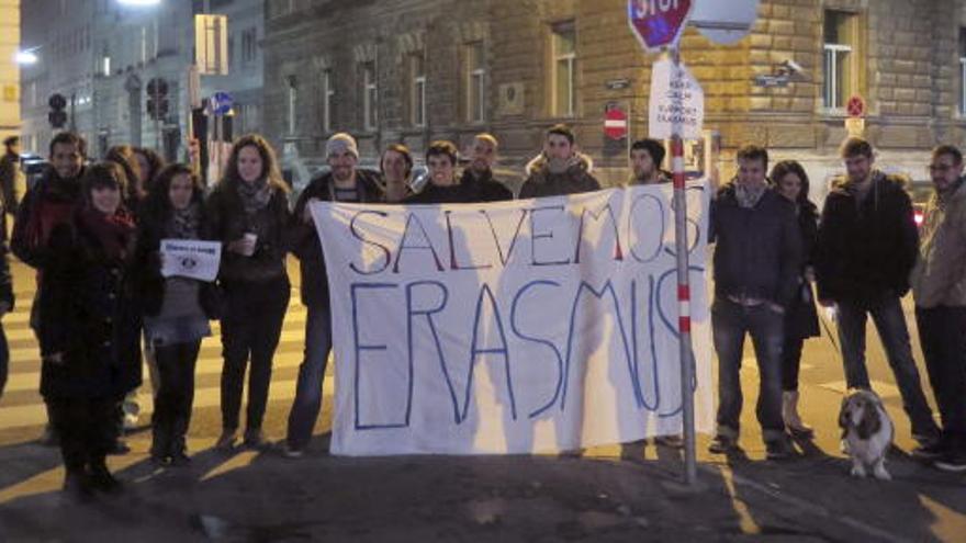 Estudiantes Erasmus se manifiestan en Viena.