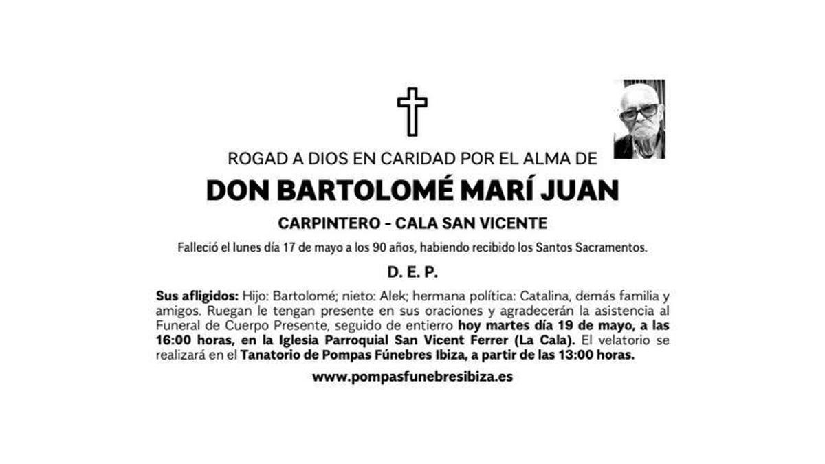 Esquela Bartolomé Marí Juan