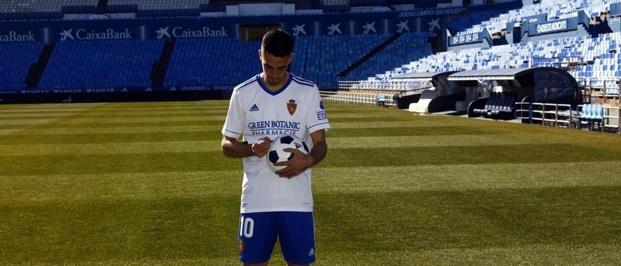 Sabin Merino, en su presentación con el Real Zaragoza.