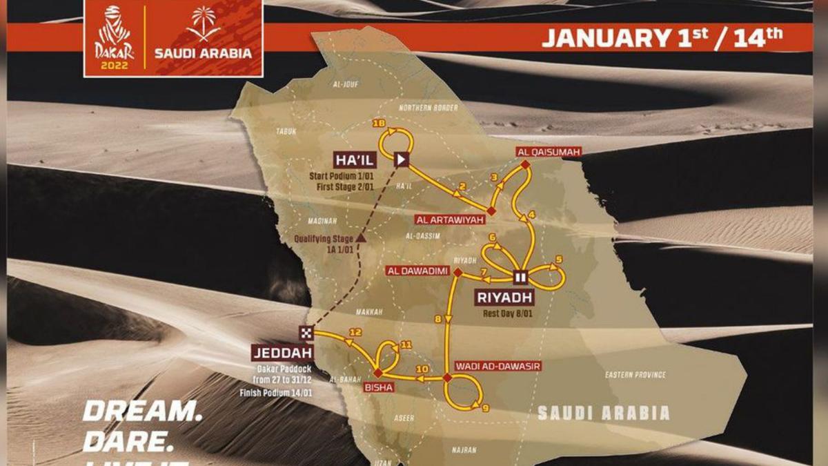Mapa del recorrido de la carrera en tierras saudíes. | DAKAR 2022