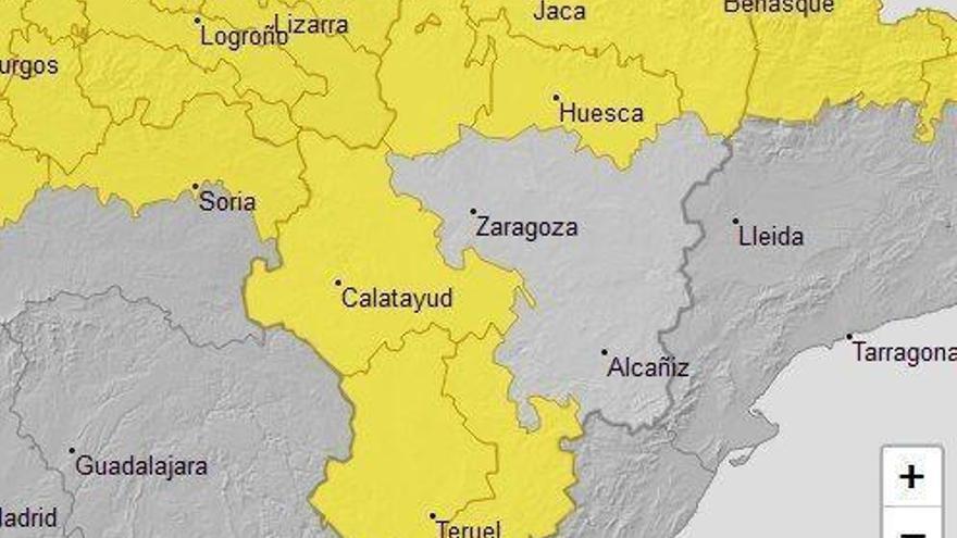 Aviso amarillo por tormentas en varias zonas de Aragón