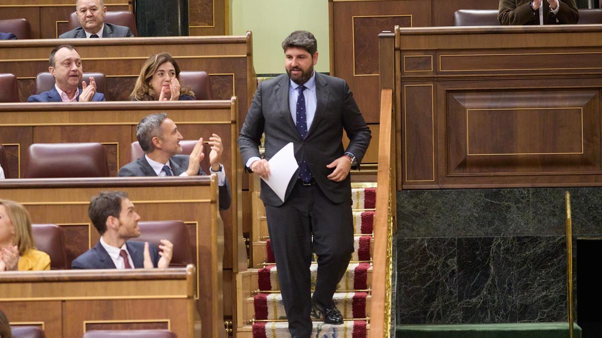 El presidente regional, Fernando López Miras, este martes en el Congreso de los Diputados