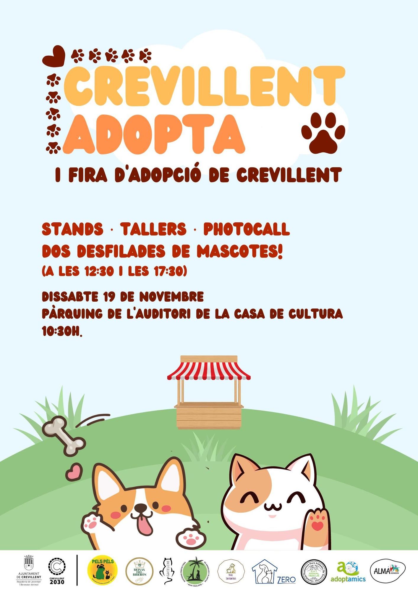 Cartel de la primera feria de la adopción animal en Crevillent