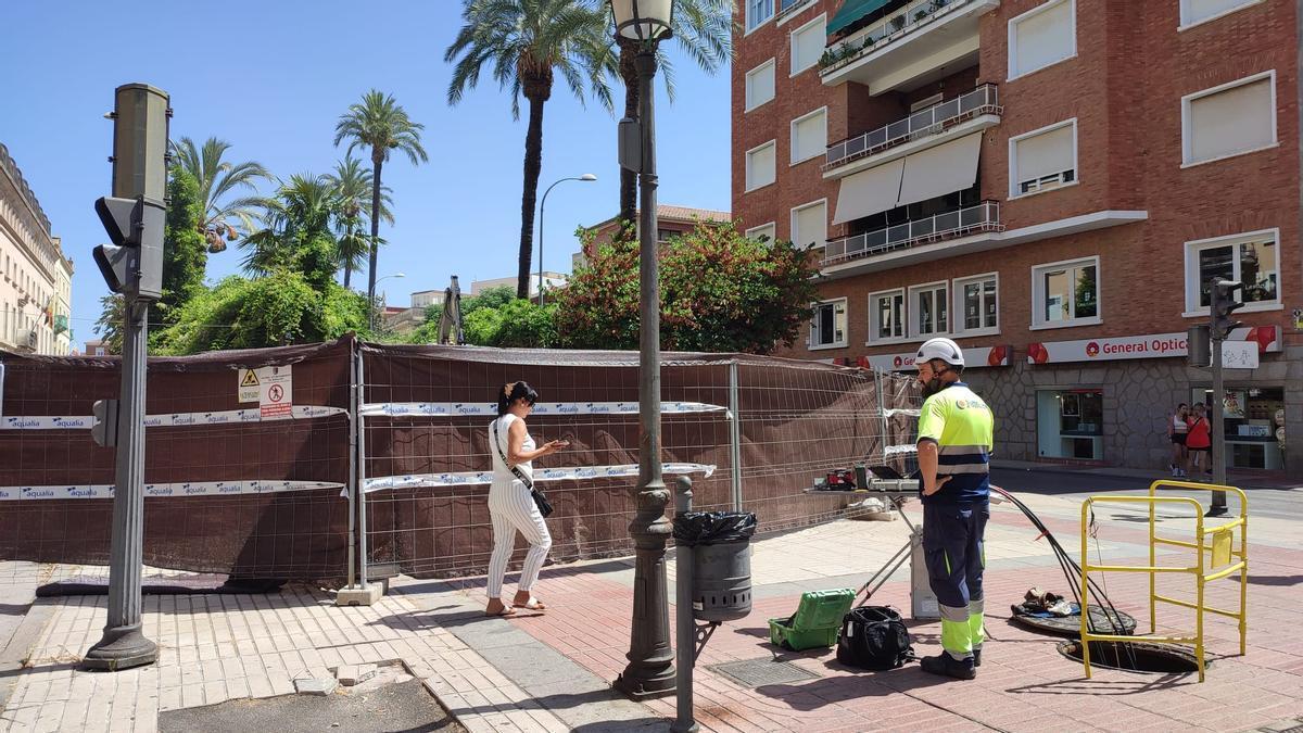 Obras en la avenida de Huelva de Badajoz