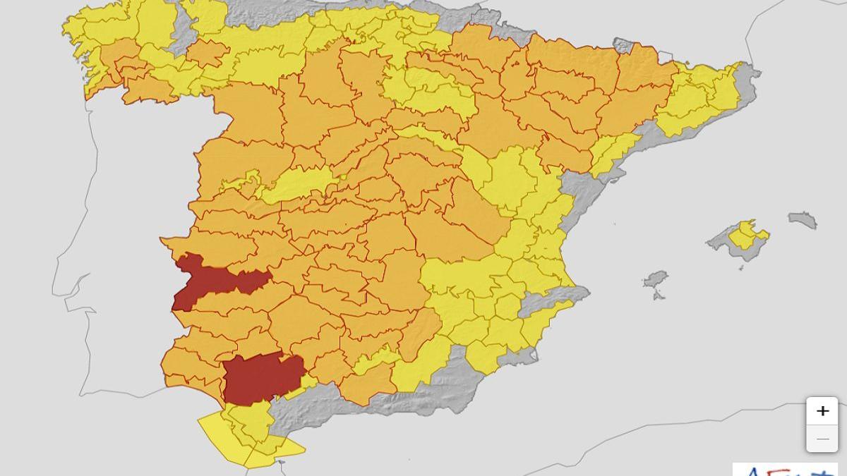 Previsión meteorológica de la AEMET para el 13 de julio.