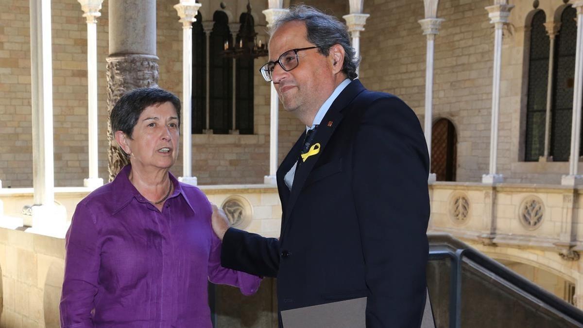 El presidente de la Generalitat Quim Torra y la delegada del Gobierno en Catalunya Teresa Cunillera, el pasado julio.