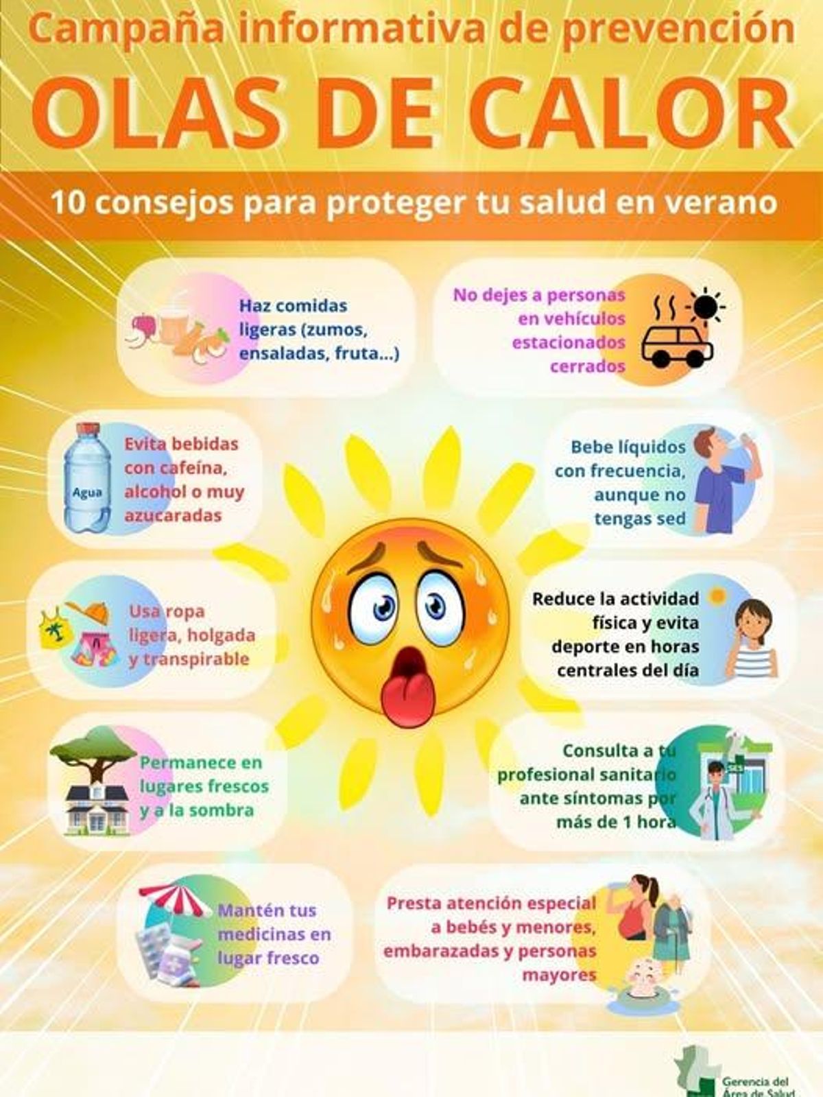 Campaña informativa de prevención ante las olas de calor del Área de Salud de Badajoz.