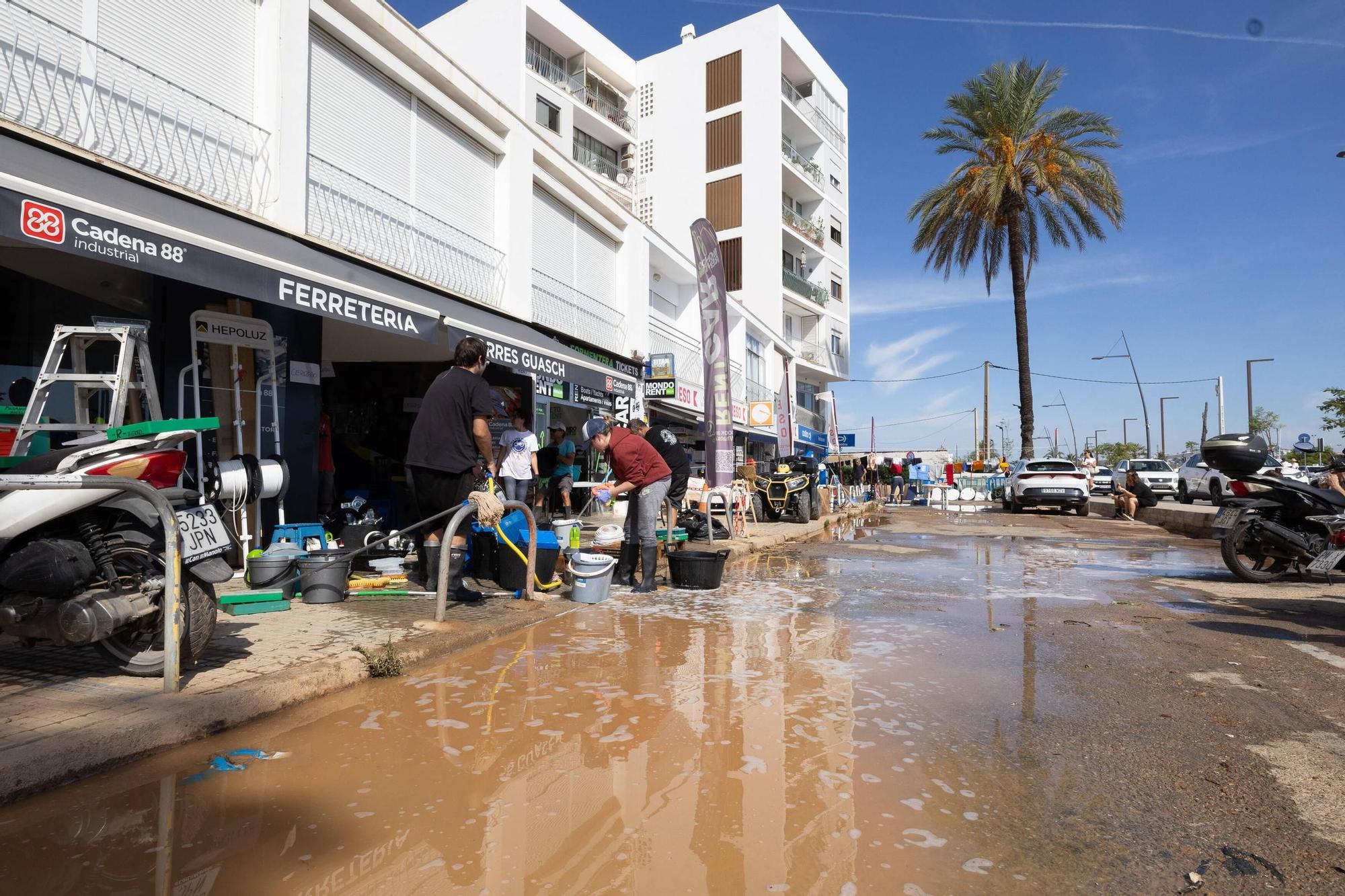 Así siguen los negocios afectados por la dana en Ibiza.