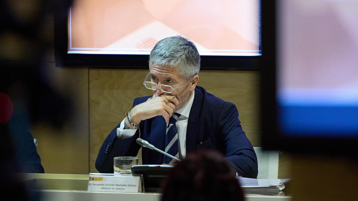 El ministro del Interior, Fernando Grande-Marlaska, durante la presentación de la Oficina Nacional contra las Violencias Sexuales.
