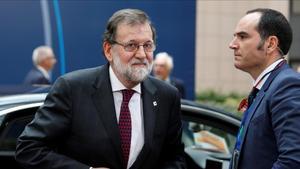Mariano Rajoy, a su llegada a la cumbre en Bruselas.