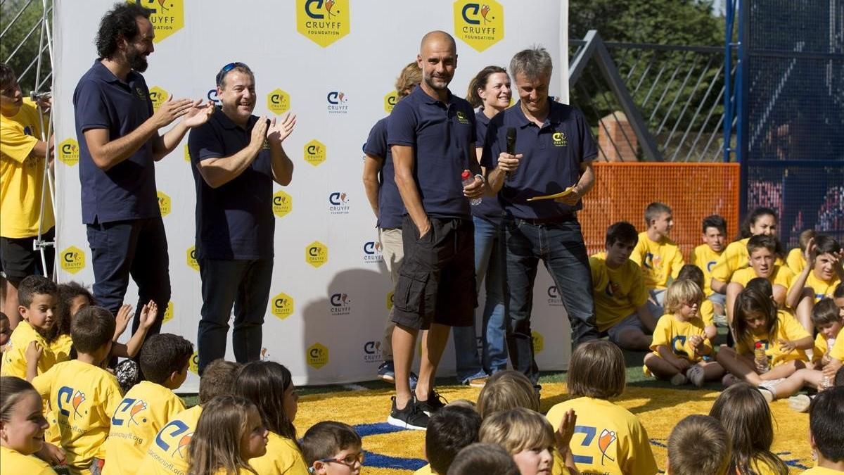 Pep Guardiola, en un momento del acto de la Fundación Cruyff