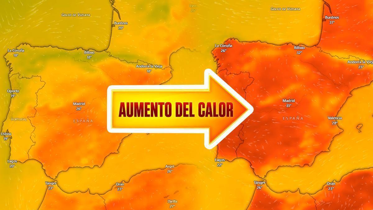 Previsión de calor de este lunes (izda.) y del próximo sábado (dcha.).