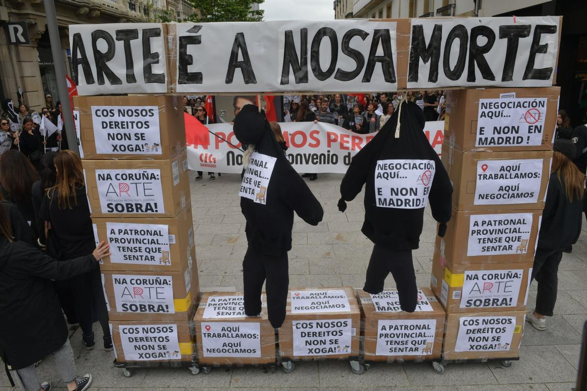 Nueva jornada de protesta en el sector textil de A Coruña