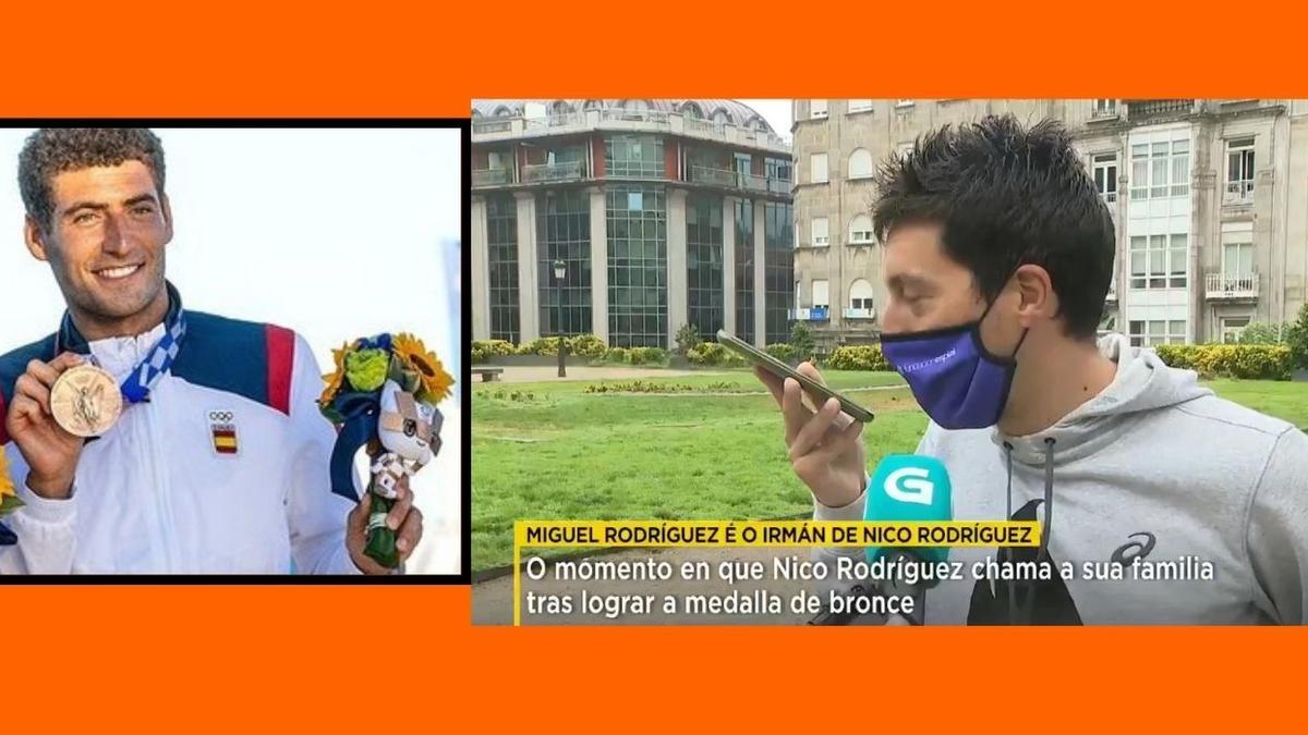 Momento en el que el hermano de Nicolás Rodríguez recibe la llamada de teléfono desde Tokyo.