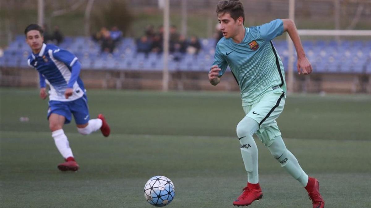 Robert Navarro, durante un derbi ante el Espanyol