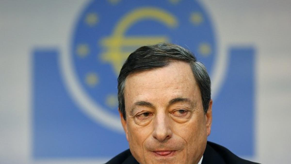 European Central Bank President Draghi pauses during the monthly ECB news conference in Frankfurt