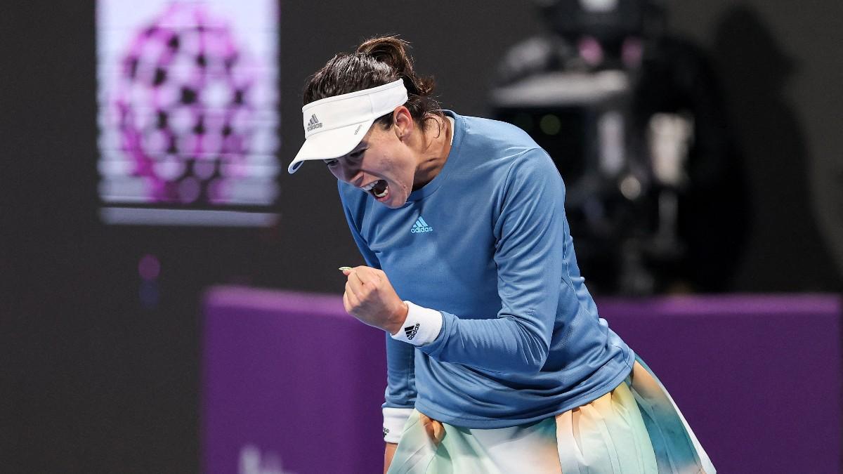 Muguruza celebra un punto en Doha