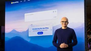 Satya Nadella, director ejecutivo de Microsoft, durante la presentación del nuevo buscador inteligente Bing