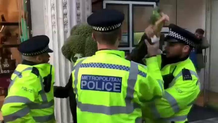 La policía arresta a un hombre disfrazado de brocoli en Londres