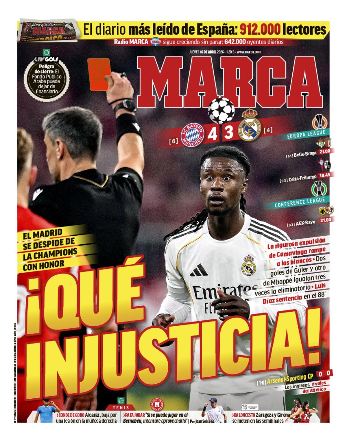 La frustración de la nueva debacle blanca, en las portadas de hoy