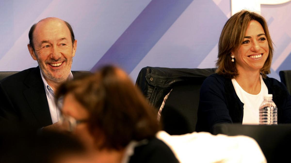 Rubalcaba y Chacón, durante la ejecutiva socialista.