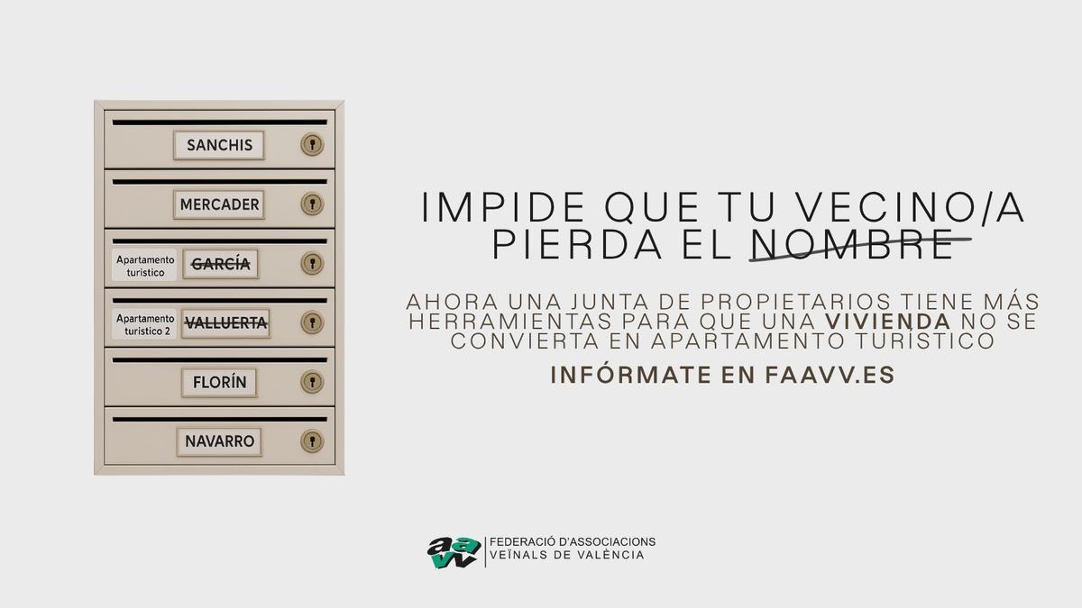 Cartel de la campaña vecinal contra los apartamentos turísticos.