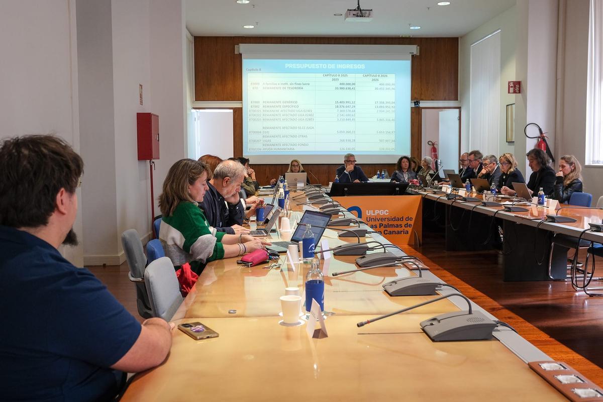 Sesión extraordinaria del Consejo de Gobierno de la ULPGC en la que se aprobó la propuesta de presupuestos para el ejercicio 2026.
