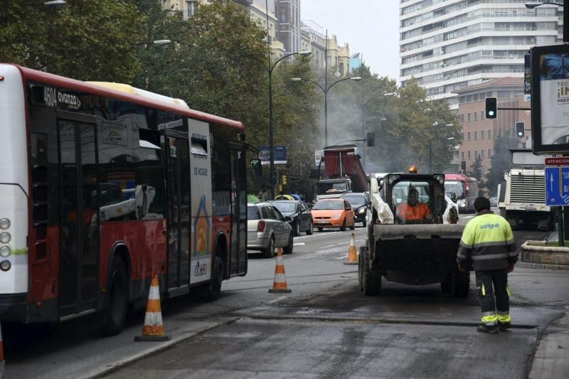 Atascos en el paseo Pamplona de Zaragoza