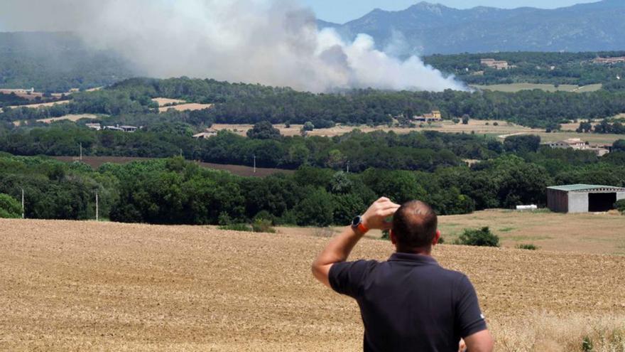 L’incendi forestal de Vilanant encara crema i afecta gairebé 8 hectàrees