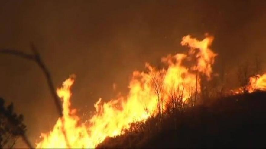 Fuego en el monte Igueldo de San Sebastián