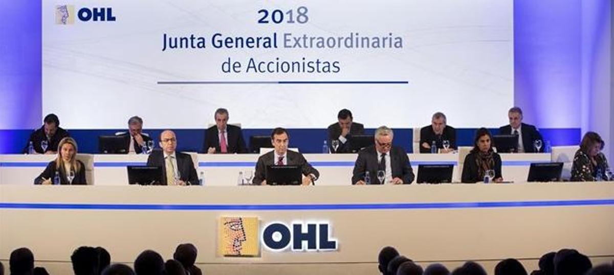 Una imagen de la Junta General de Accionistas de OHL.